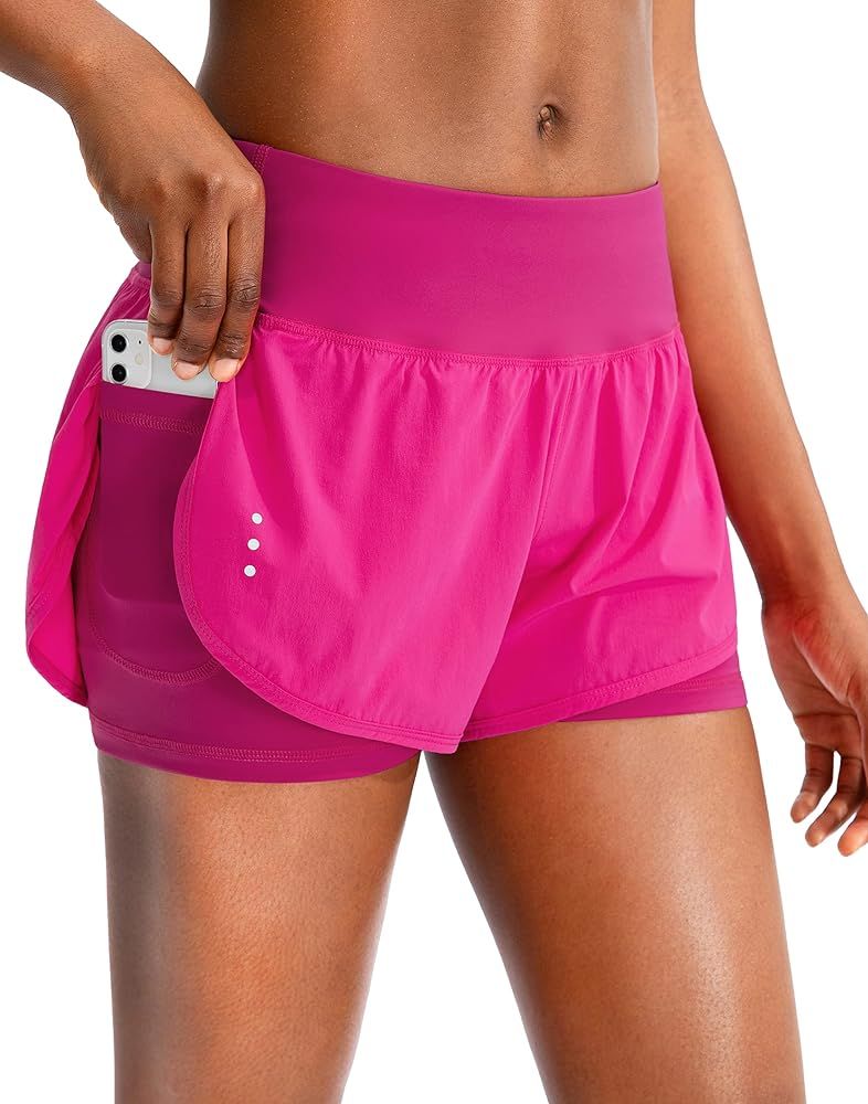 Women's 2 in 1 Running Shorts High Waisted Spandex Shorts Gym Yoga Workout Athletic Shorts for Wo... | Amazon (US)