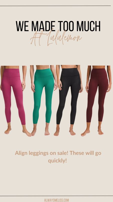 Align leggings are on sale at Lululemon! These are so comfy and some of my faves. Some colors and sizes still available!!

Lululemon 
Sale alert
Leggings

#LTKFindsUnder100 #LTKFitness #LTKSaleAlert