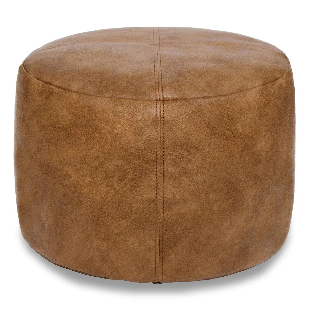 Unstuffed Faux Leather Pouf Cover with Handle | Wayfair North America