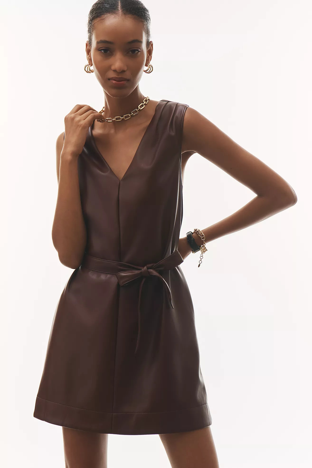 PAIGE Luisa Faux Leather Mini Dress | Anthropologie (US)