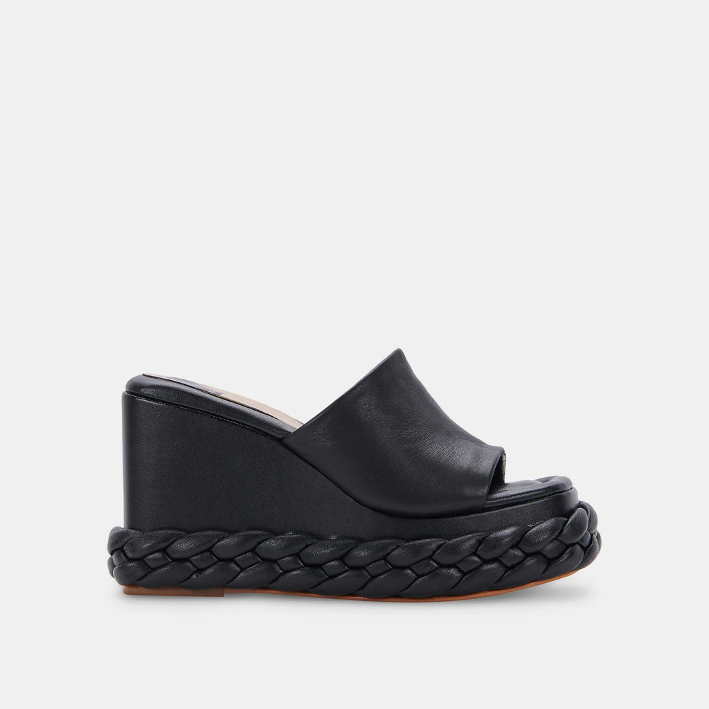ELENE WEDGES BLACK LEATHER | DolceVita.com