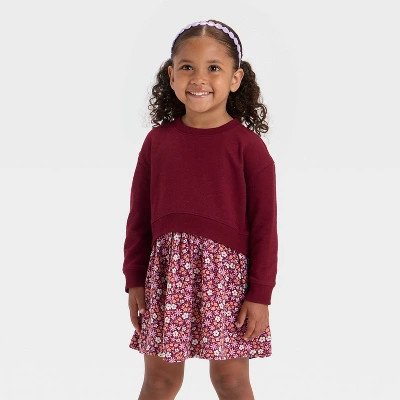 Toddler Girls' French Terry Woven Dress - Cat & Jack™ | Target