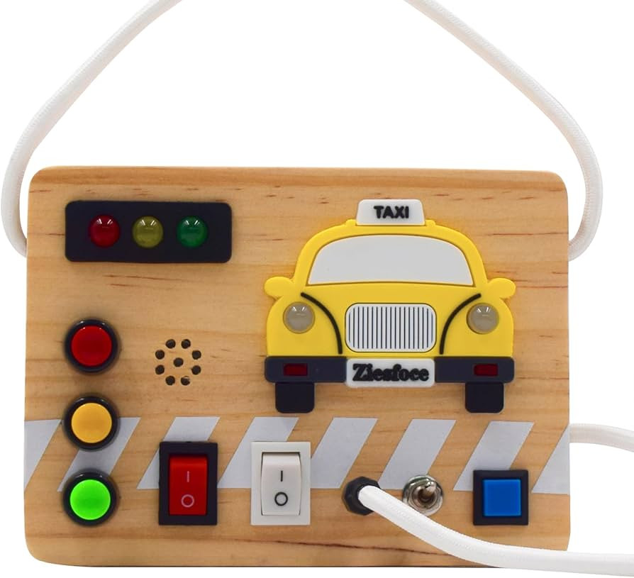 Montessori Toys Wooden Busy Board with LED Light Switch for 3+ Year Old Baby and Toddler | Amazon (US)