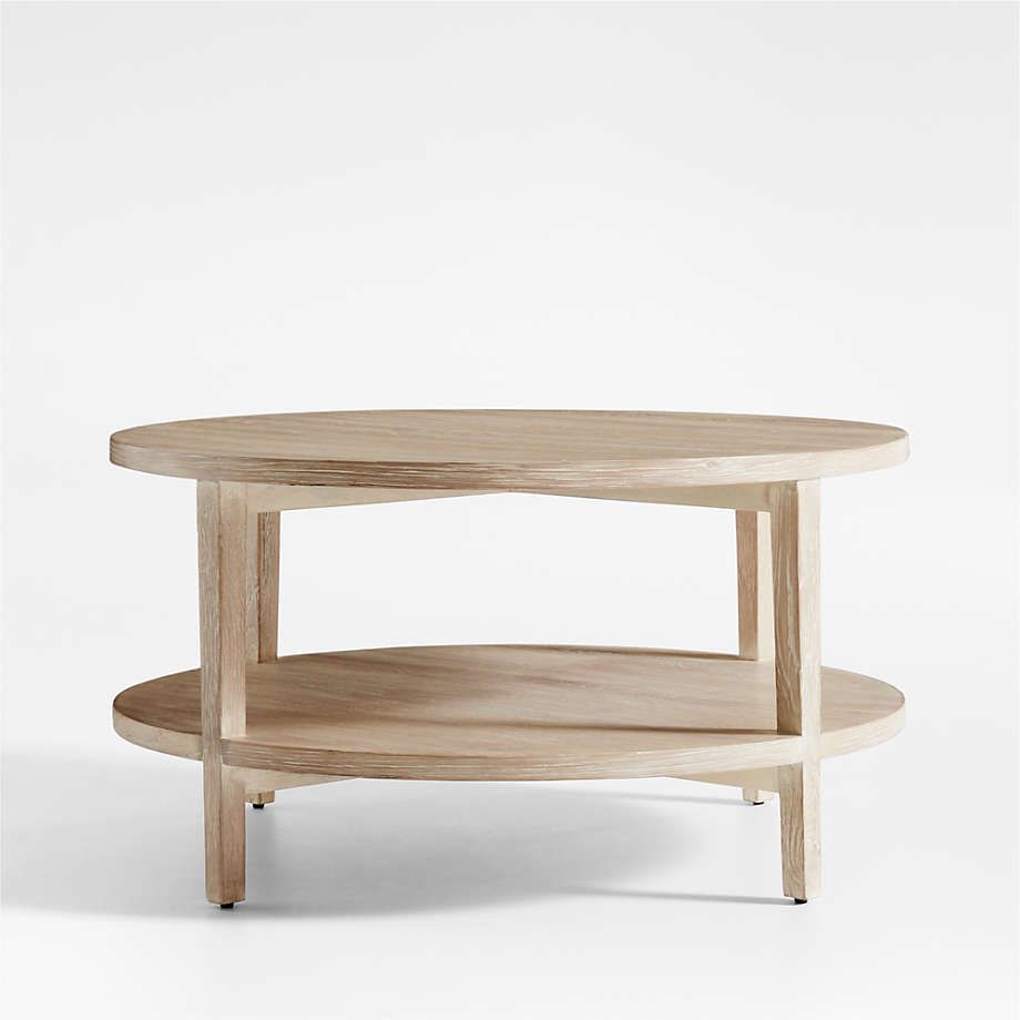 Clairemont Round Natural Coffee Table with Shelf | Crate & Barrel | Crate & Barrel
