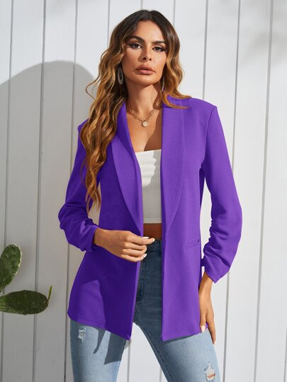 SHEIN Shawl Collar Solid Blazer | SHEIN