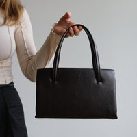 Vintage Dark Brown Top Handle Leather Handbag. Late 80's Era | Etsy (US)