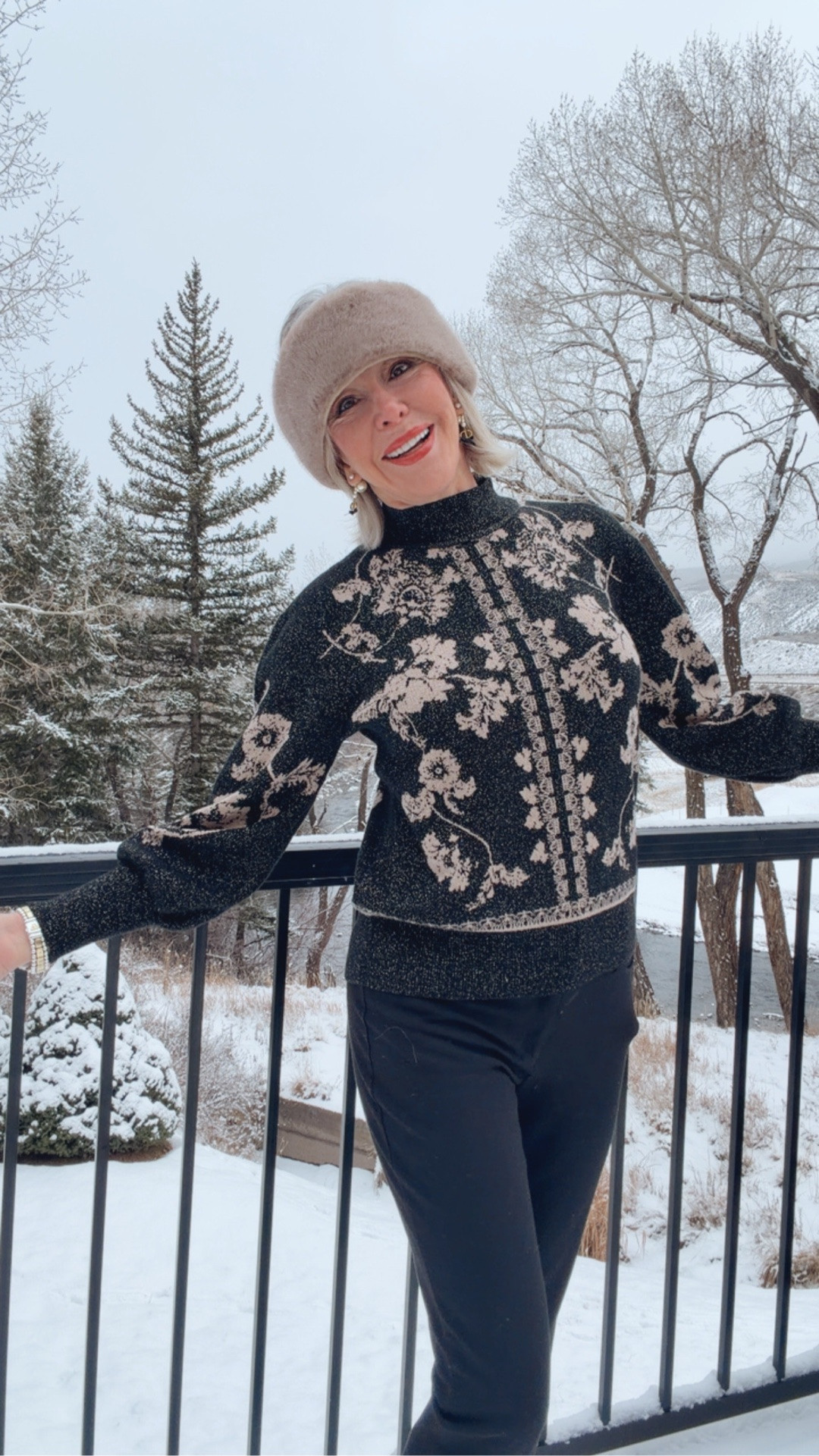 30% off. The perfect pullover sweater for the chilly season. A flawless construction, mock neckline, and Nordic-inspired jacquard design featuring a metallic shine, help define this Bryne Jacquard Mockneck Pullover. 
Customer-favorite Juliet pants feature our proprietary So Slimming® 360 technology that smooths and slims your shape. Crafted with the Ponte fabric you know and love, these pants feature welt pockets with a goldtone bar trim. Comes in 7 colors. 
Faux fur headband.

#LTKOver40 #LTKSaleAlert #LTKSeasonal