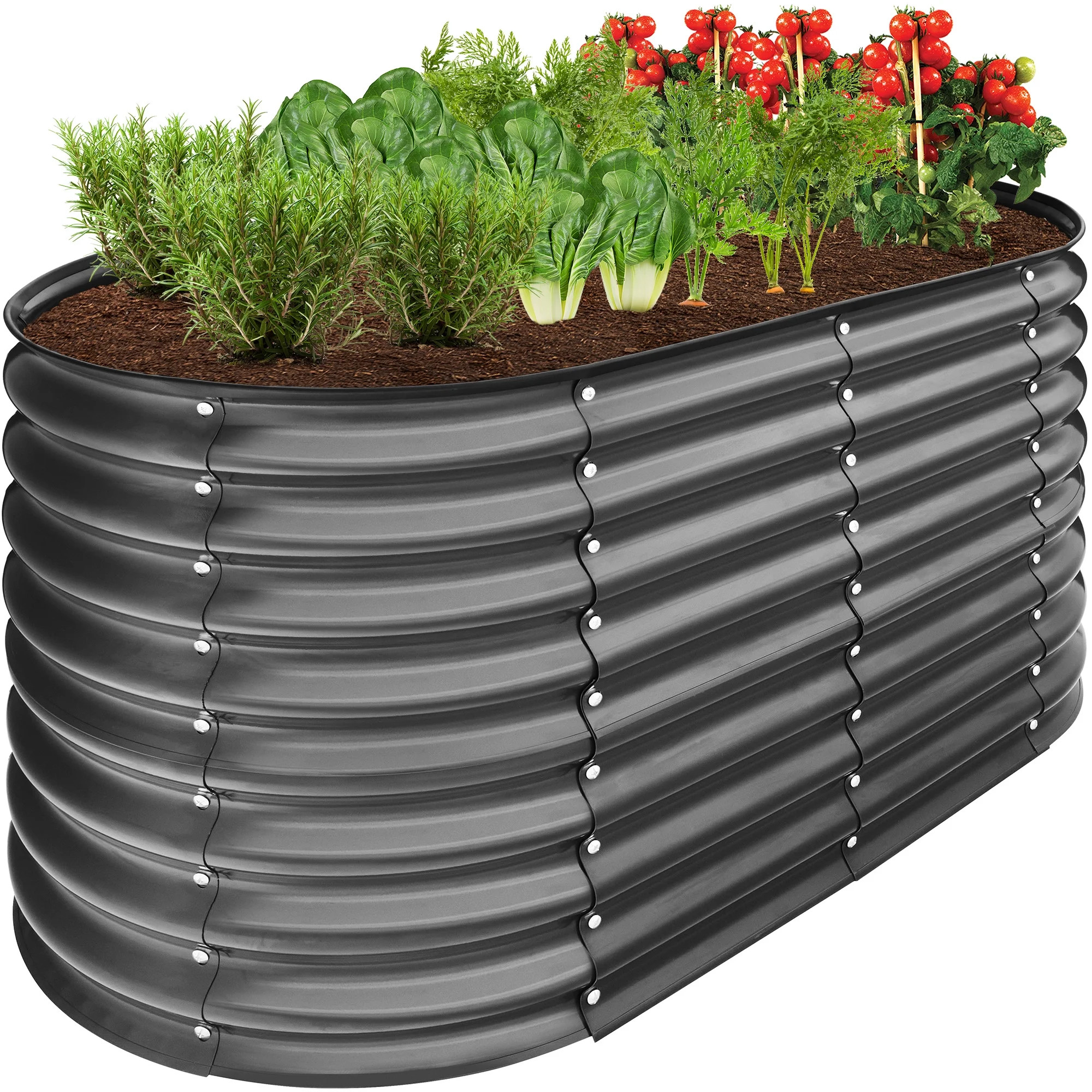 Best Choice Products 4x2x2ft Outdoor Raised Metal Oval Garden Bed, Planter Box for Vegetables, Fl... | Walmart (US)