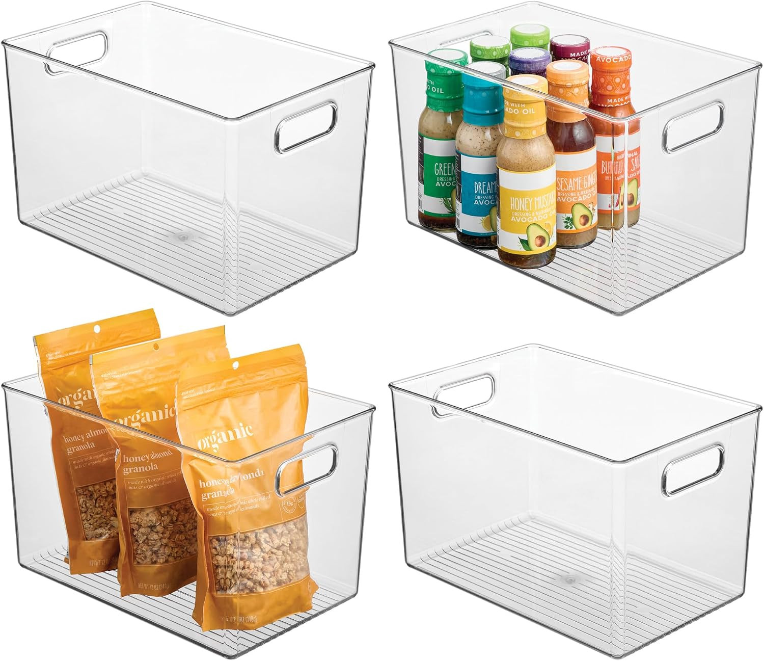 iDesign Storage Bins with Handles, Set of 4, Clear | Amazon (US)