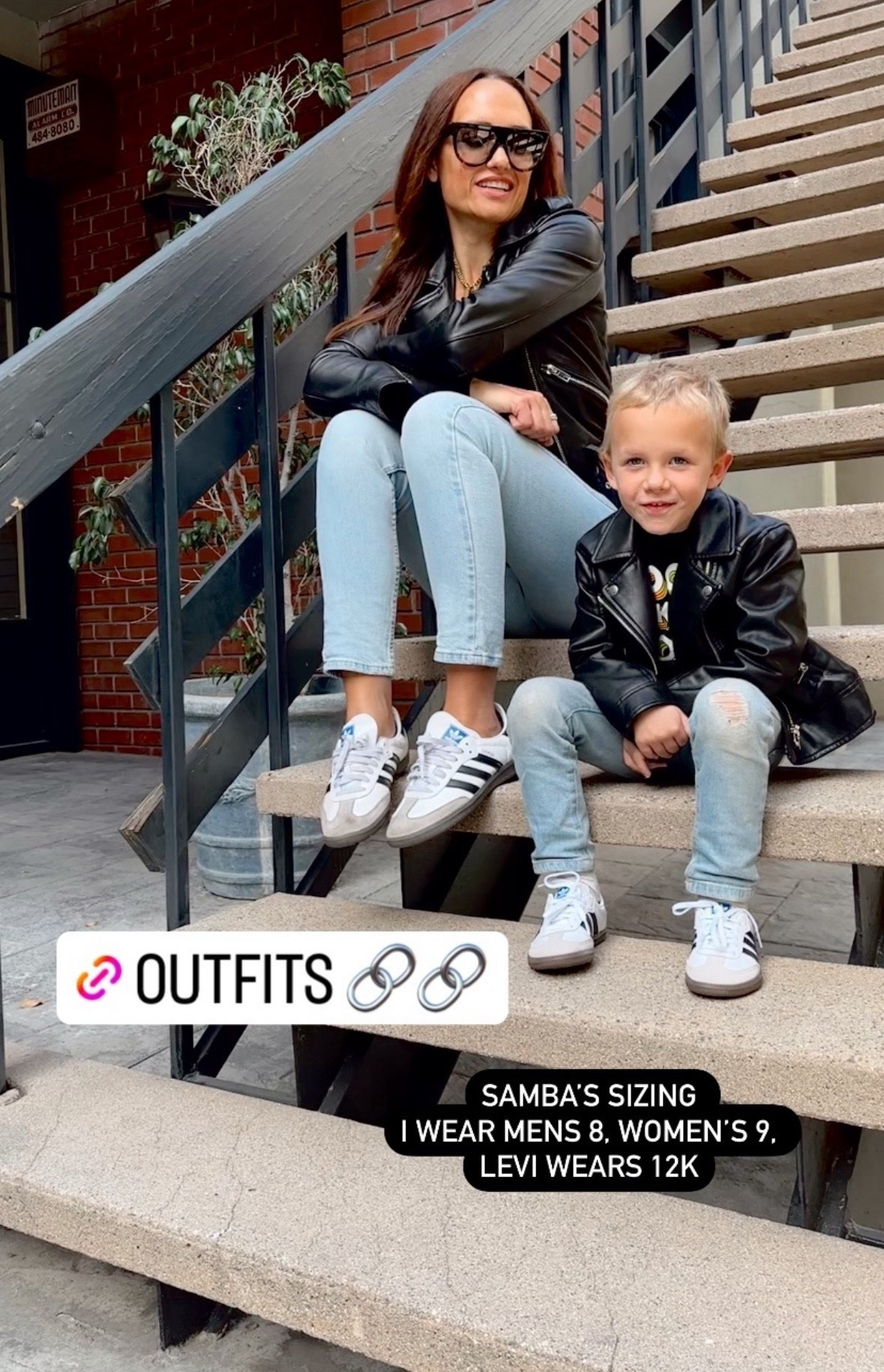 Mommy and me 🤍🤍
Faux leather jackets 
Samba 