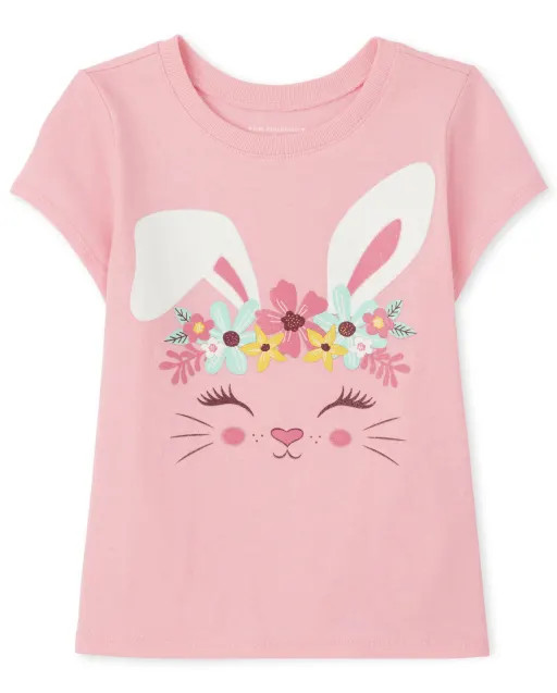 Baby And Toddler Girls Bunny Graphic Tee - tahiti pink | The Children's Place