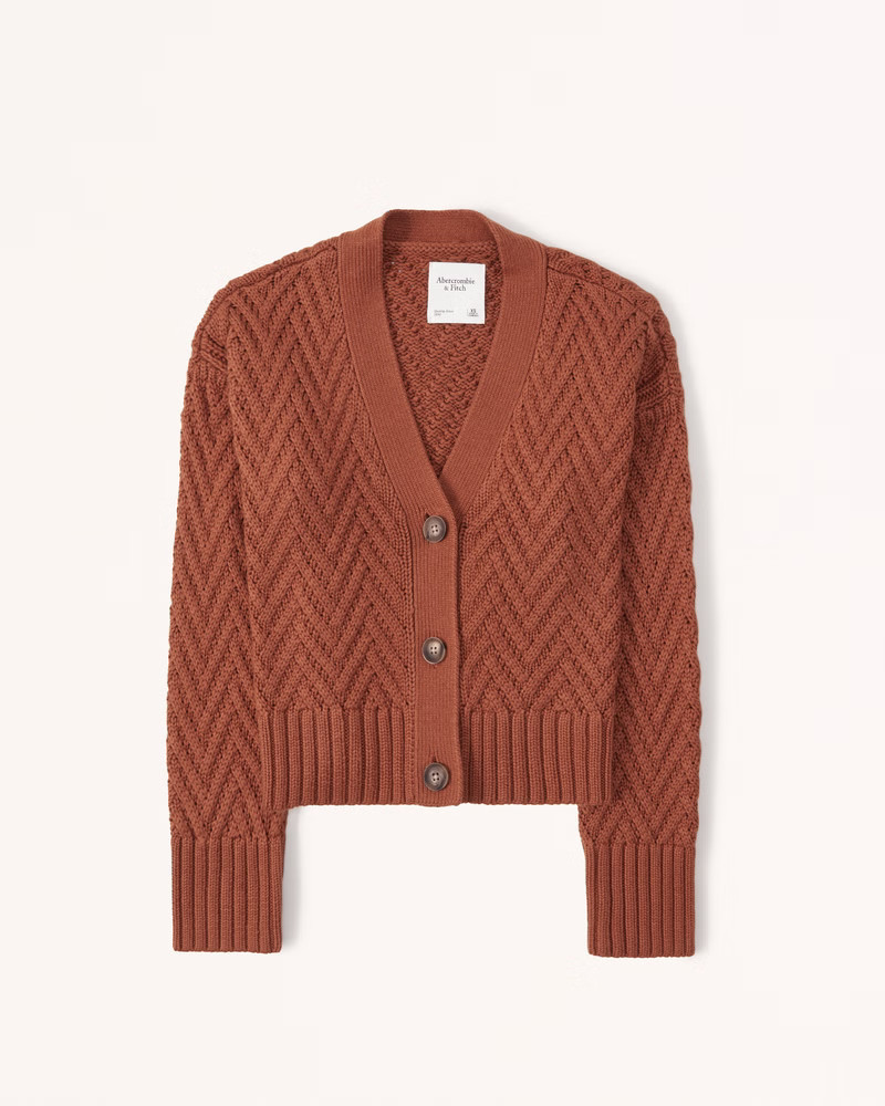 Herringbone Stitch Cardigan | Brown Cardigan | Brown Sweater Sweaters | Abercrombie Outfits | Abercrombie & Fitch (US)
