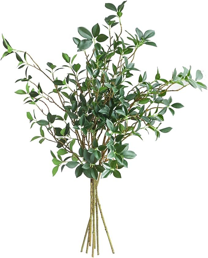 4Pcs Artificial Ficus Greenery Branches Leaf Spray 28.7 inch Faux Eucalyptus Plant Ficus Twig Ste... | Amazon (US)