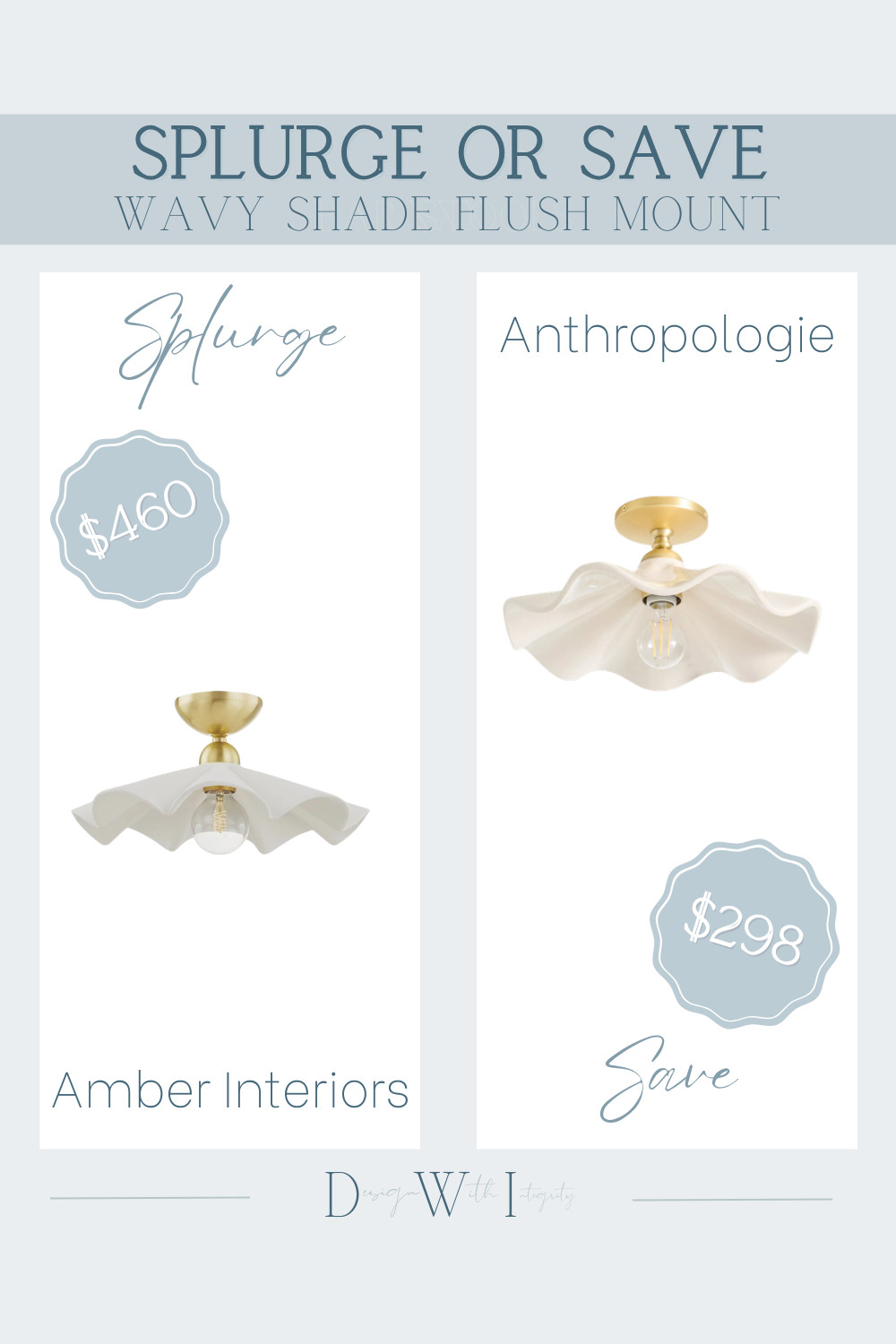 Splurge vs. Save: Wavy Shade Flush Mount Edition.

This sculptural flush mount from Amber Interiors brings an organic, high-end feel with its soft wavy silhouette and warm brass detailing. The Anthropologie alternative captures a remarkably similar look, offering the same whimsical shape and elevated character at a more approachable price point.

Both options add instant charm and personality to a space, proving that statement lighting doesn't have to mean compromising on style.

Tap the link to explore both versions and decide which one works best for your home and budget.

#splurgevssave #lookforless #flushmountlighting #ceilinglighting #lightingdesign #homedecorfinds #interiordesignideas #anthropologiehome #amberinteriors #moderntraditional

wavy flush mount, sculptural lighting, ceiling light fixture, Amber Interiors look for less, Anthropologie lighting, designer lighting dupe, organic modern lighting, brass flush mount, statement ceiling light, home lighting inspiration 

 #LTKHome