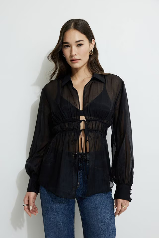 Organza Flyaway Blouse | Dynamite Clothing