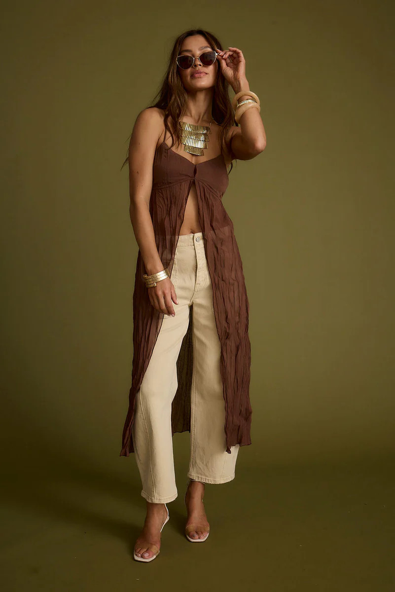 Mischa Brown Longline Cami Top | 12th Tribe