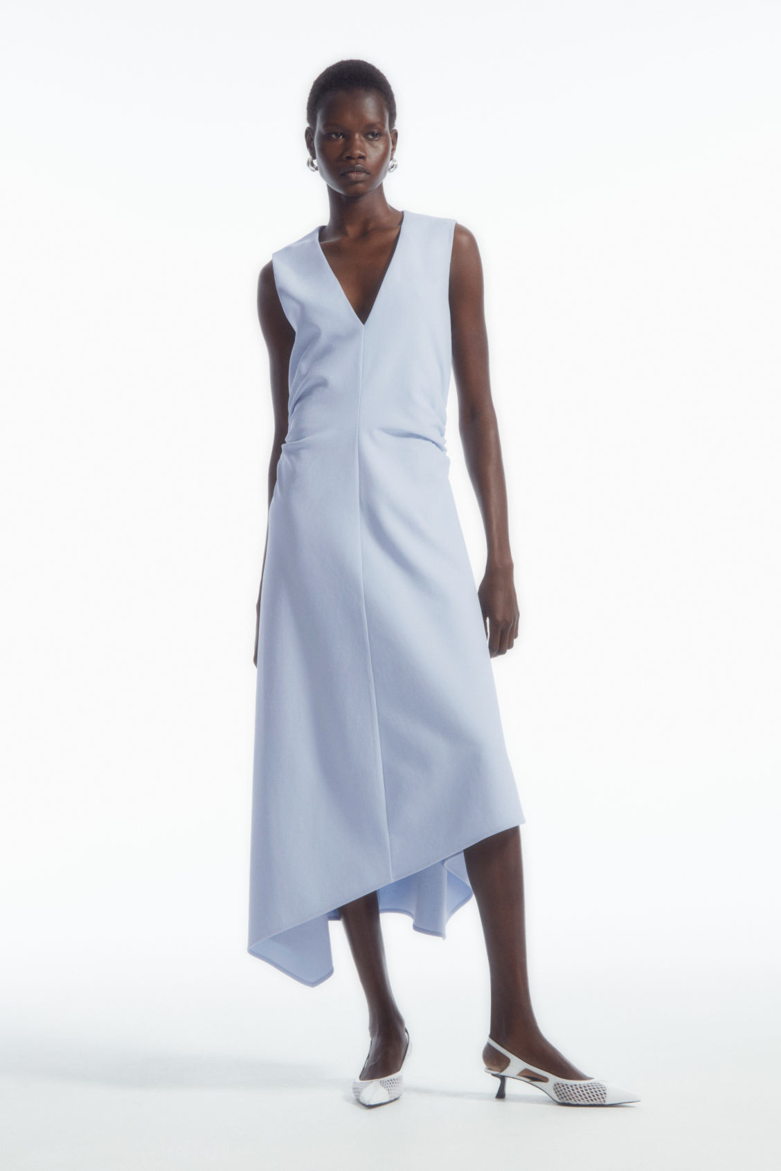 GATHERED ASYMMETRIC MIDI DRESS | COS (US)