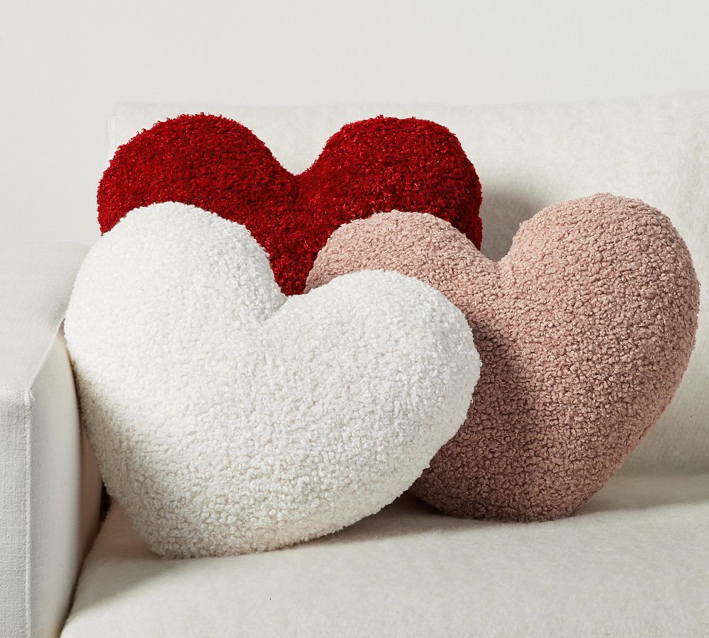 Cozy Teddy Faux Fur Heart Shaped Pillow | Pottery Barn (US)