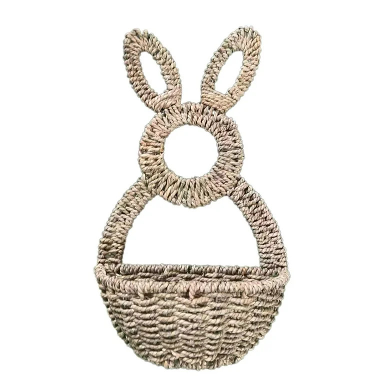 XANSHE Hot Sale Bunny Basket Hanging Wall Pocket Spring Decor, Hand Woven Wicker Easter Bunny Bas... | Walmart (US)