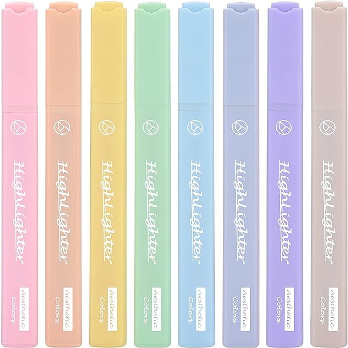 LivDeal 8 Colors Aesthetic Highlighters, 4mm Line Width, Assorted Colors With Soft Chisel Tip, No... | Amazon (US)