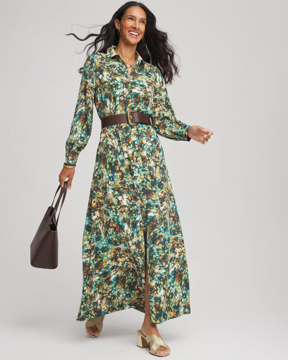 Printed Long-Sleeved Shirtdress | Chico's