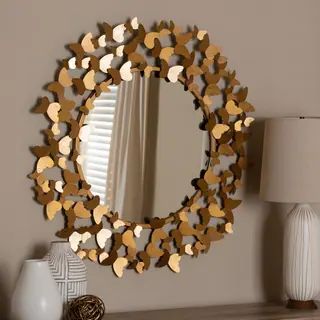 Contemporary Antique Gold Butterfly Wall Mirror by Baxton Studio - Antique Gold | Bed Bath & Beyond
