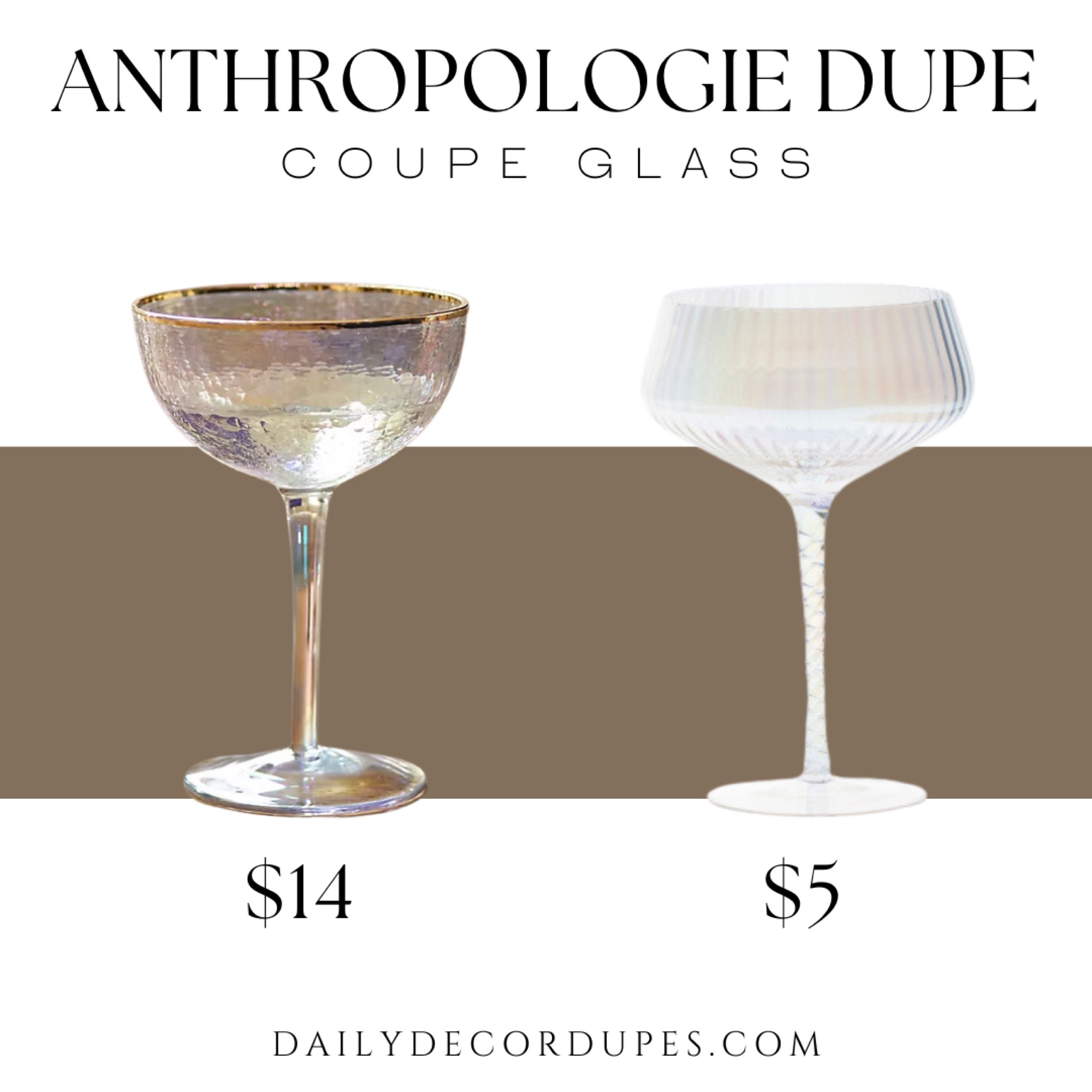 Anthropologie coupe glass dupe. Cocktails & champagne glass. Tablescape glassware kitchenware. Crystal modern style glassware.

Dupe dupes more affordable option find replica copy cat similar look for less budget friendly affordable cheap cheaper beautiful pretty. Clearance sale coupon code discount code promo code luxury lookalike look a like Inspo inspiration inspired by idea ideas Love dupes like these? I share multiple every day in my FB group “DAILY DECOR DUPES”

#LTKhome #LTKsalealert
