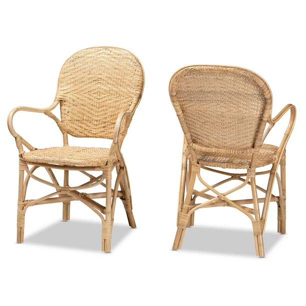 Baxton Studio Genna Dining Chair, Set of 2, Natural Brown | Walmart (US)