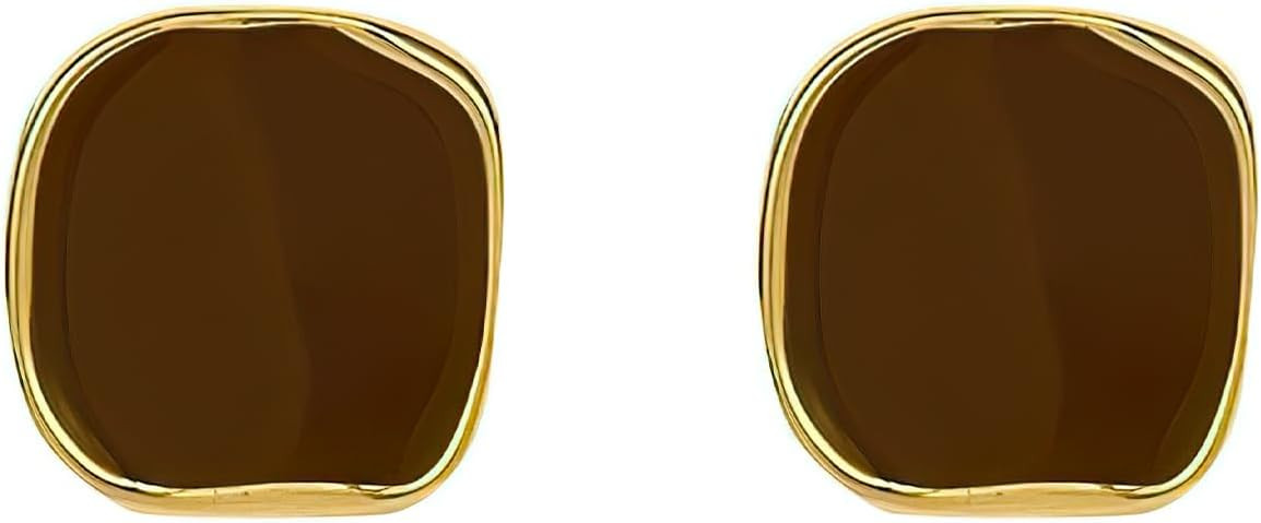Brown Earrings for Women,Vintage Simple Square Stud Earring,Retro Gold Enamel Earrings Jewelry Accessories,Geometric Brown Stud Earrings,Gift for Women Wedding Party Jewelry Accessories | Amazon (US)