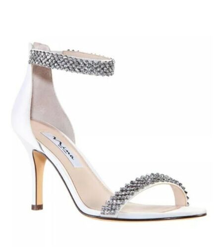 Nina Womens Vauna diamond jeweled Heel Sandals Shoes 8 Medium EU 38 white 716142137725 | eBay | eBay US