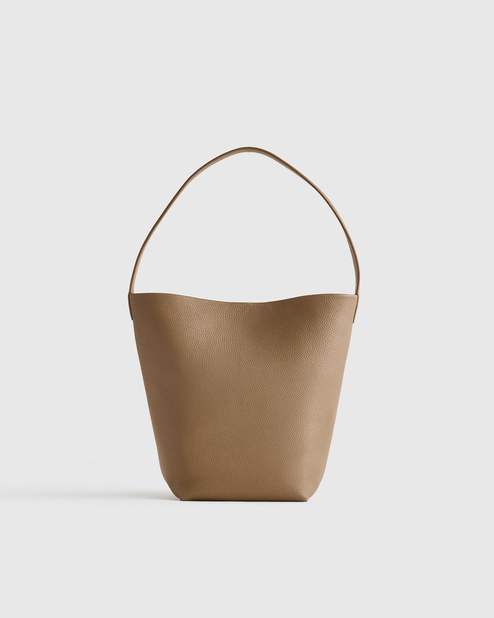 Italian Leather Soft Bucket Shoulder Bag in Warm Taupe | Quince