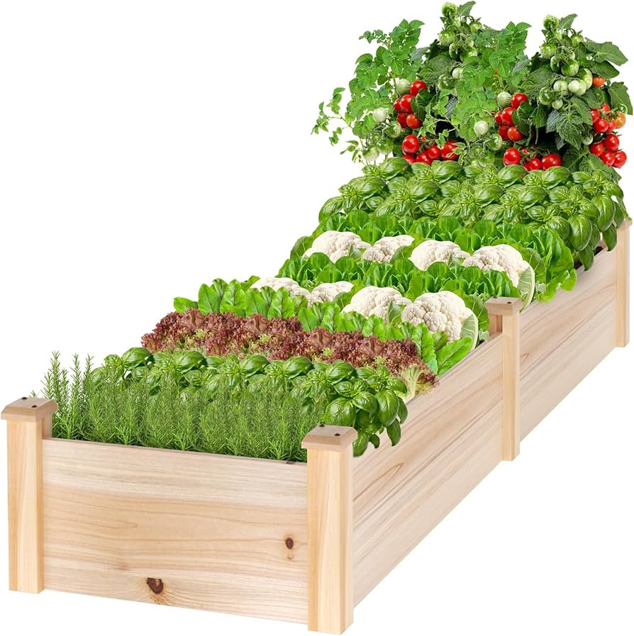 MIXC 8×2ft Wooden Horticulture Raised Garden Bed Divisible Elevated Planting Planter Box for Flo... | Amazon (US)