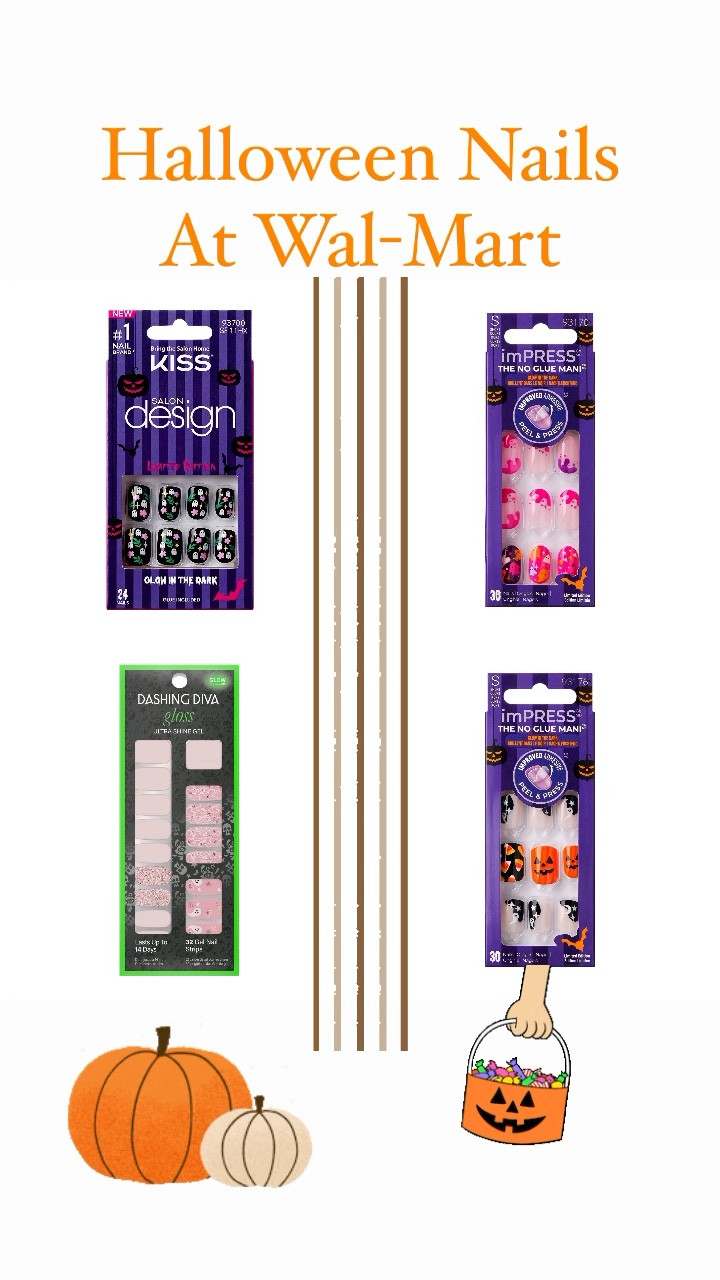 Halloween Nails #walmart #impressnails #nogluemani #affordablenails #halloweennails #diymani