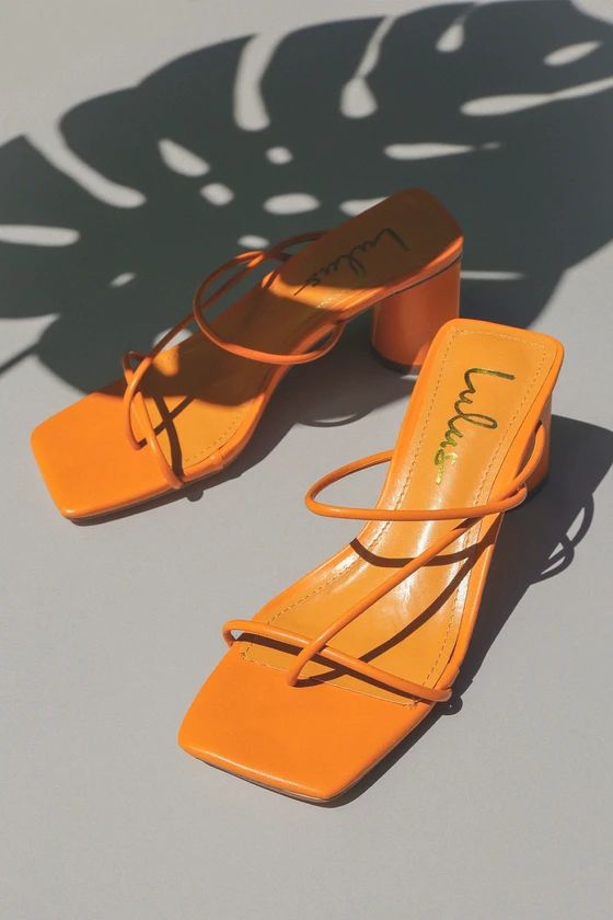 Jocelynn Orange Strappy High Heel Sandals | Lulus (US)