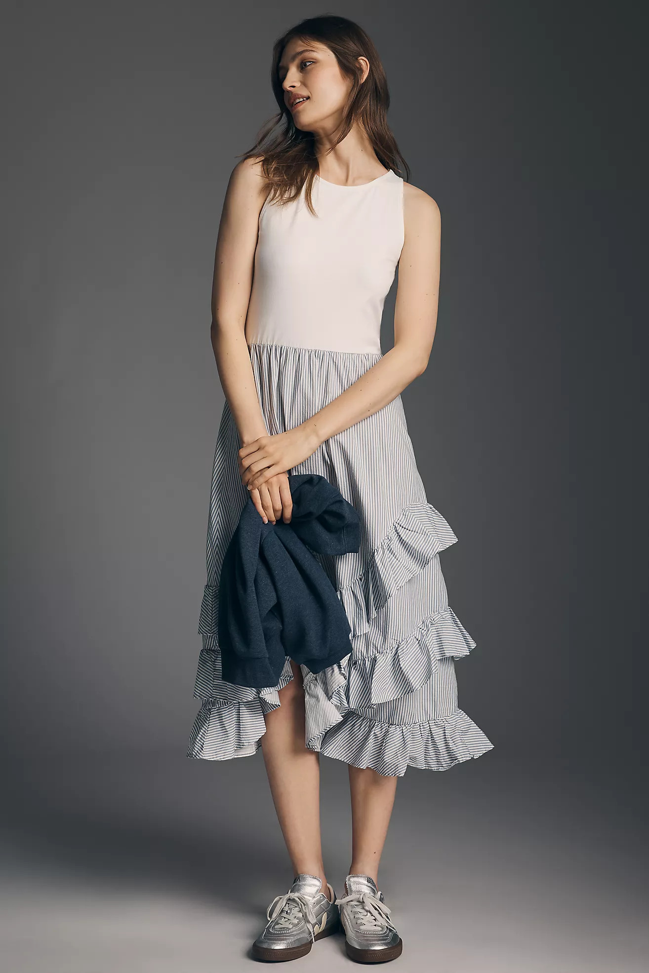 Maeve Twofer Ruffle Sweatshirt Dress | Anthropologie (US)