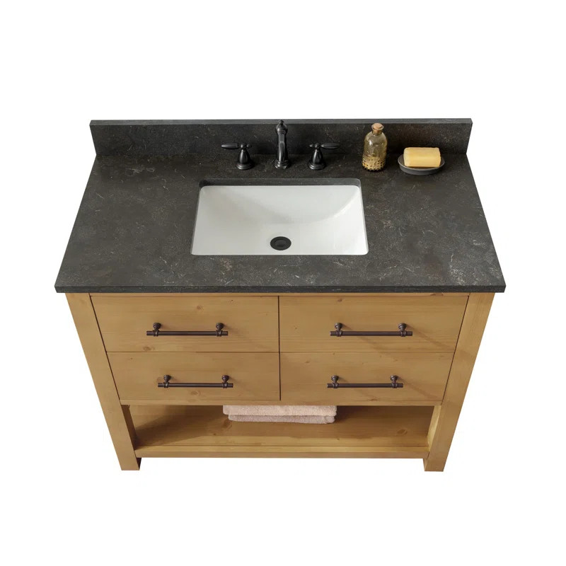 Keri 42'' Free-standing Single Bathroom Vanity with Blue Limestone Vanity Top | Wayfair North America