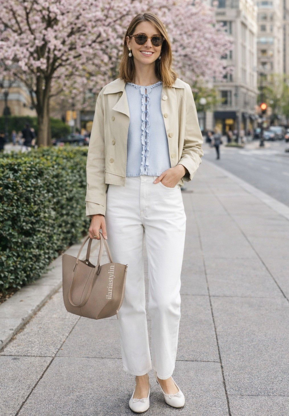 Timeless neutrals & soft blue 🩵🤍

outfit ideas, spring outfit, beige jacket, trench jacket, baby blue cardigan, ruffle-trimmed cardigan, white jeans, barrel jeans, white flats, ballet flats, taupe bag, tote bag, casual outfit, casual chic outfit

#LTKootd #LTKSeasonal #LTKWorkwear