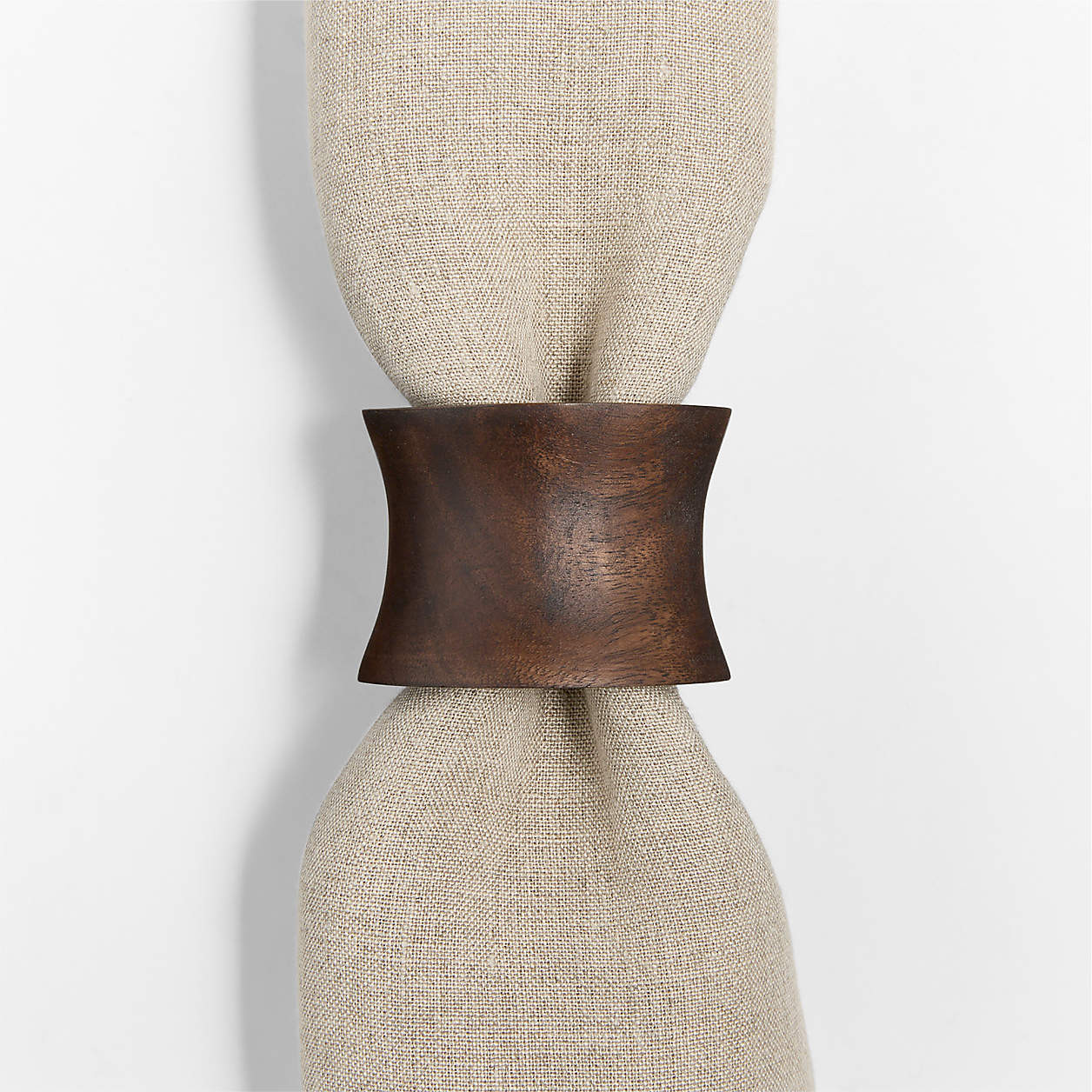 Maderia Acacia in a Walnut Finish Napkin Ring | Crate & Barrel | Crate & Barrel