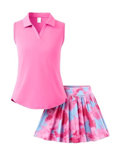 PATPAT Girls 2 Piece Skirt Sets Polo Shirts and Tennis Skort Outfits 6-14Y | Amazon (US)