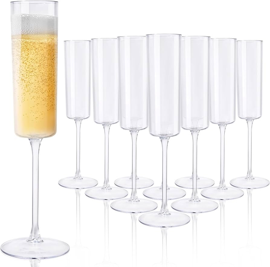 Ciaell 36 Pack Plastic Champagne Flutes - Clear 6 Oz Disposable Champagne Glasses - Square Plasti... | Amazon (US)