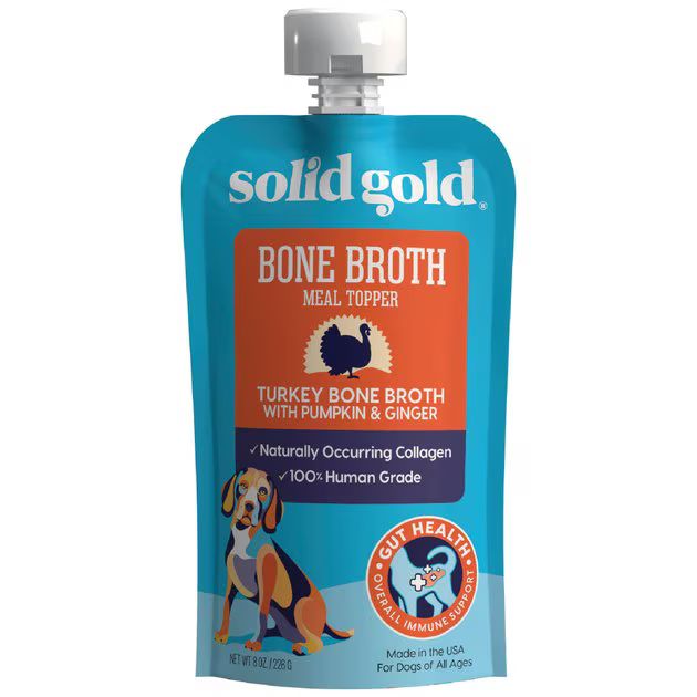 Solid Gold Turkey Bone Broth with Pumpkin & Ginger Dog Food Topper, 8-oz pouch | Chewy.com