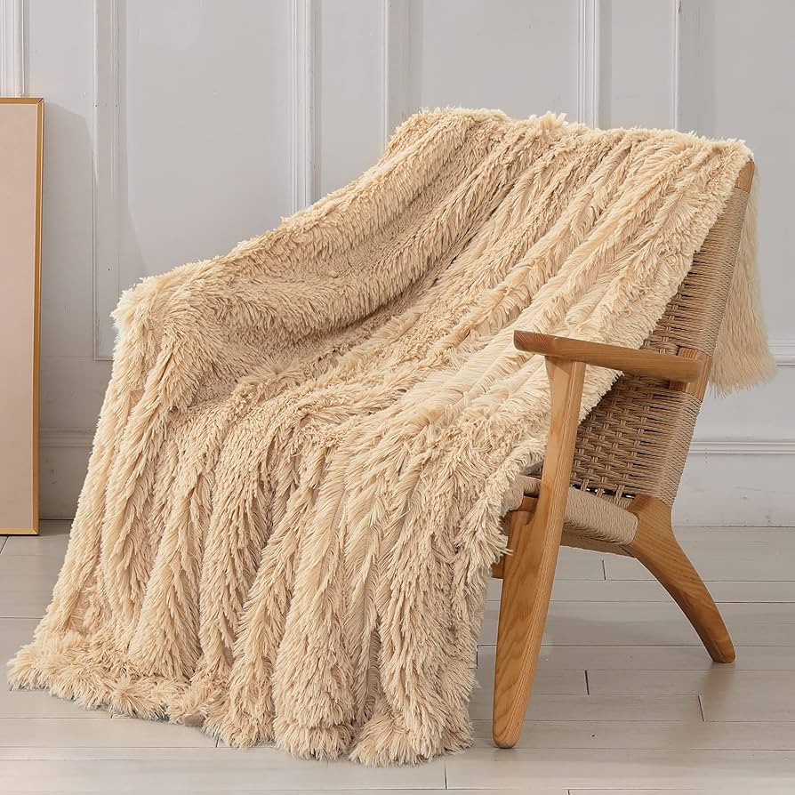 Tuddrom Decorative Extra Soft Faux Fur Blanket Twin Size 70" x 78",Solid Reversible Fuzzy Fluffy ... | Amazon (US)