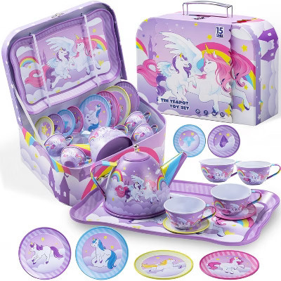 Joyfy 15Pcs Unicorn Tea Party Set for Girls, Pretend Play Teapot Kitchen Toy, Princess Tea Time Toy, Christmas Birthday Gifts for Kids Ages 3 4 5 6 | Target