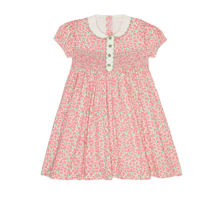 La Coqueta Red Floral Coco Hand Smocked Dress | JoJo Mommy