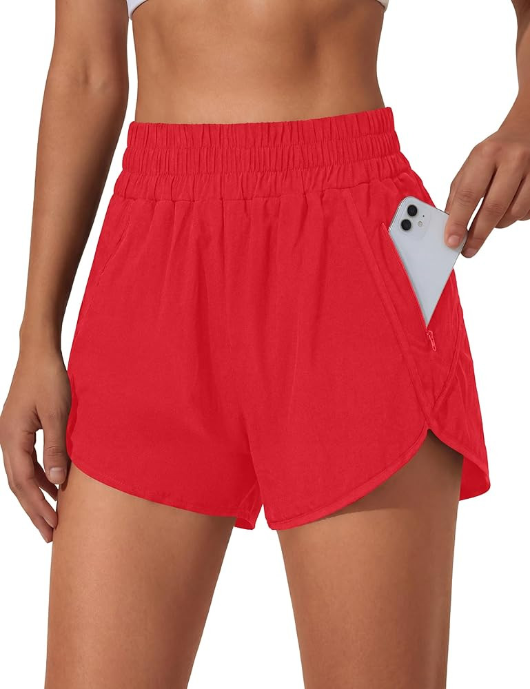 Amazon.com: BMJL Women's Running Shorts Elastic High Waisted with Pockets, 2.5" Sporty Workout Qu... | Amazon (US)