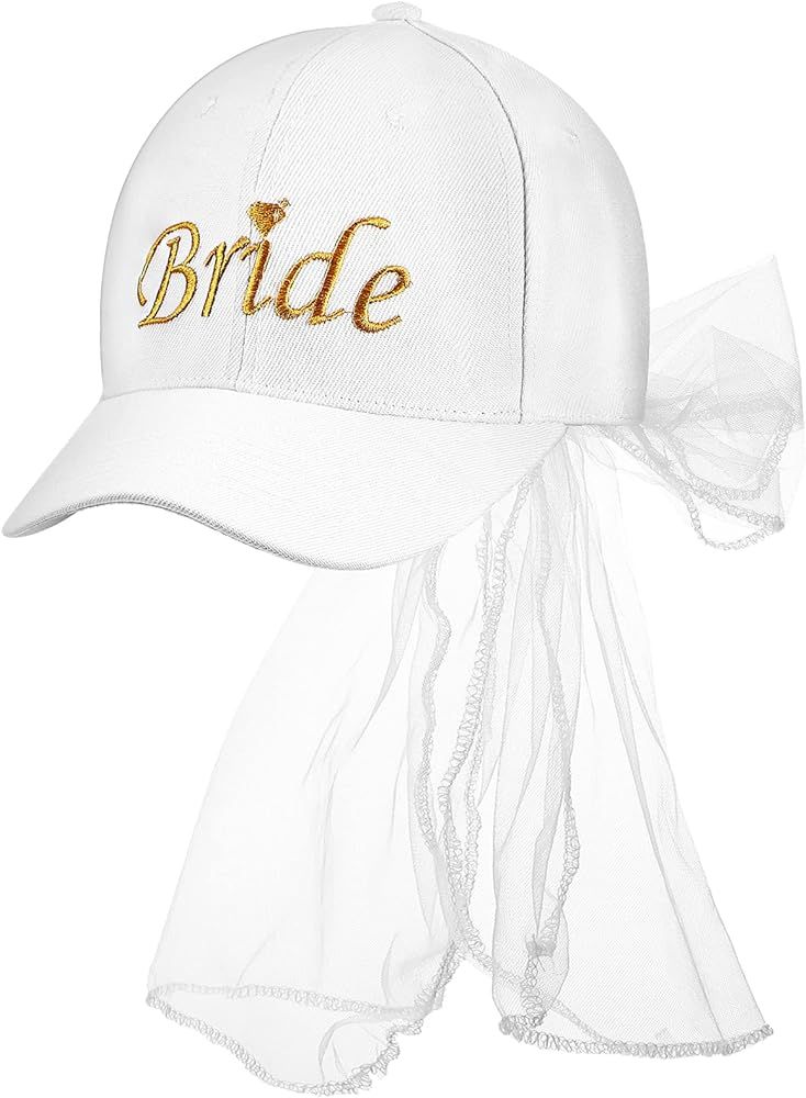 Bridal Baseball Cap Women's Lace Veil Adjustable Bride Hat Wedding Bridal Party Hat Gold Embroide... | Amazon (US)