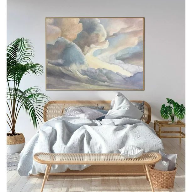 34x46" Large Abstract Clouds Painting on Canvas Neutral Wall Art Pastel Colors Painting - Walmart... | Walmart (US)