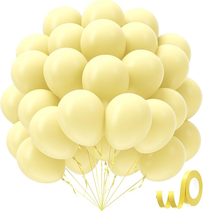 Pastel Yellow balloons 12 inch, Light Yellow Latex Balloons 50pcs Party Balloon for Gender Reveal... | Amazon (US)