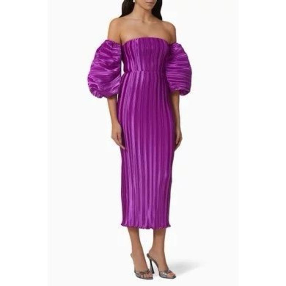 L'IDEE Sirene Off-shoulder Pleated Midi Dress | Poshmark