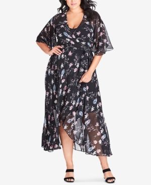 City Chic Trendy Plus Size Floral-Print Wrap Dress | Macys (US)